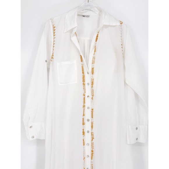 SUBTLE LUXURY Boyfriend White Embroidered Maxi Kaftan Dress S/M - Picture 6 of 14